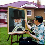 Working on the portrait of G.Verdi