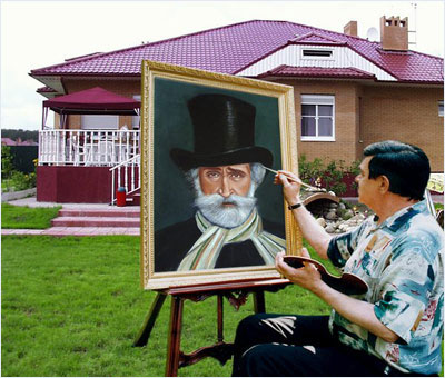 Working on the portrait of G.Verdi