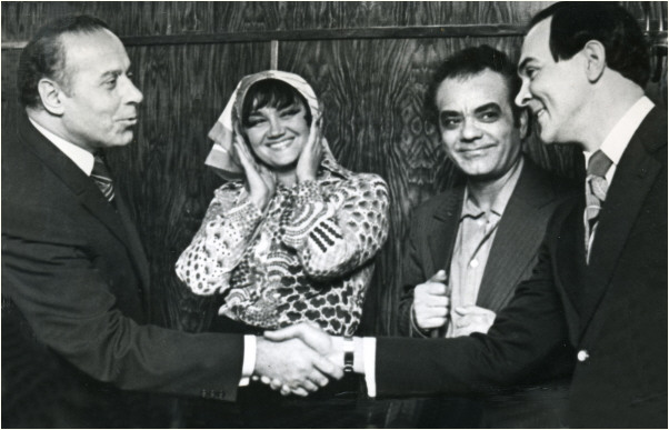 G.Aliev, T.Sinyavskaya, L.Imanov, M.Magomaev. Baku, after the performance of "Carmen".